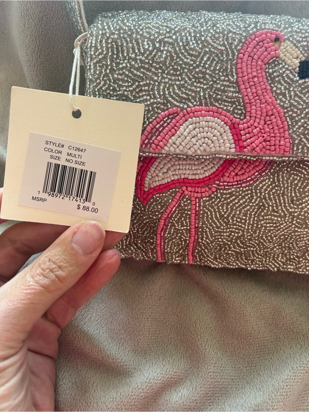 NWT SOL and MER flamingo 🦩 beaded handbag! - Picture 13 of 16